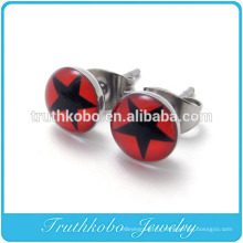 TKB-E0065 2014 acier inoxydable brillant étoile rouge cercle paire de boucles d&#39;oreilles femmes nouveau design gros époxy étoiles ensemble de bijoux